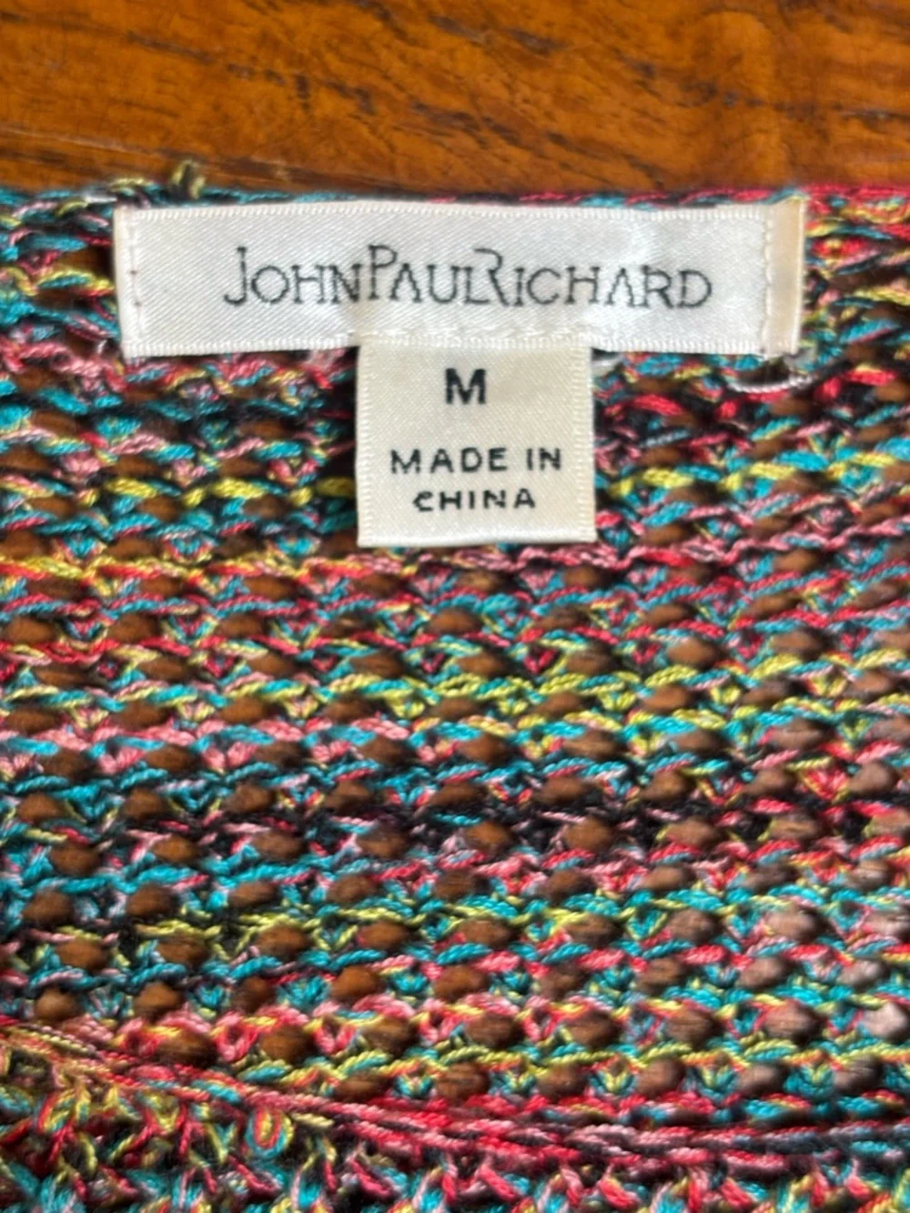 JohnPaulRichard Multicolor Scoop-Neck Pointelle Knit Sweater Women’s M - Picture 6 of 10